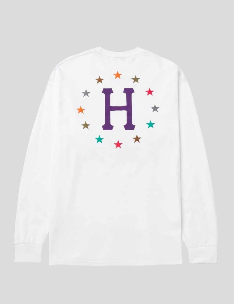 T-shirt HUF puff galaxies l / s tee white